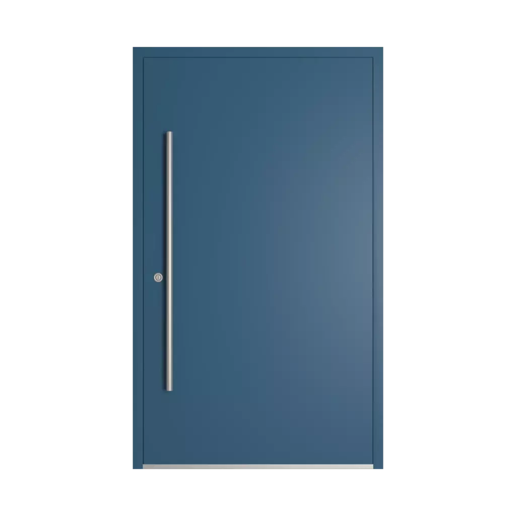 RAL 5009 Azure blue entry-doors models-of-door-fillings dindecor 6002-black-pvc  