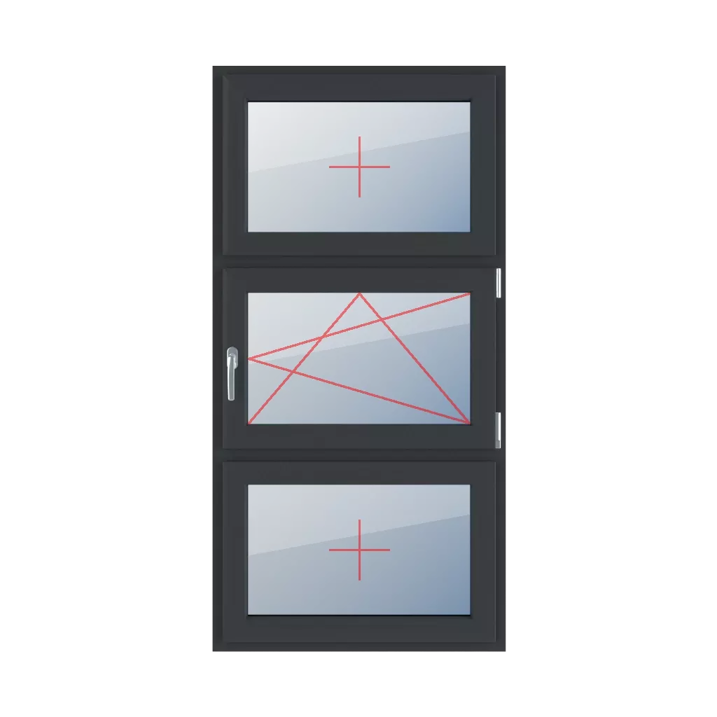 Fixed glazing in the leaf, right-hand turn-tilt glazing, fixed glazing in the leaf windows types-of-windows triple-leaf vertical-symmetrical-division-33-33-33  