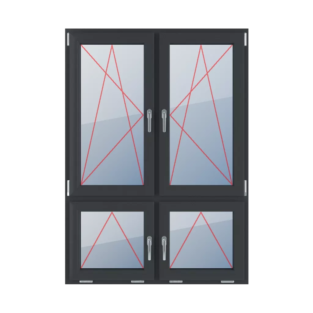 Tilt & turn left, right turn & tilt, middle tilt handles windows types-of-windows four-leaf vertical-asymmetric-division-70-30  